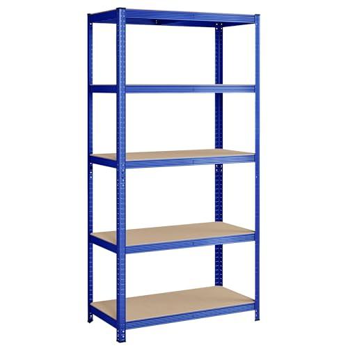 SONGMICS Scaffalatura a 5 Ripiani, Scaffale in Acciaio, Montaggio Rapido, Utensili, Strumenti in Garage, Magazzino, Ripostiglio, Portante 600 kg, 50 x 100 x 200 cm, Blu GLR050Q01