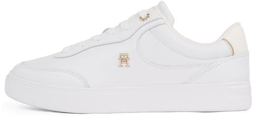Tommy Hilfiger Donna Sneakers Court Essential Chic in Pelle, Bianco (White), 37