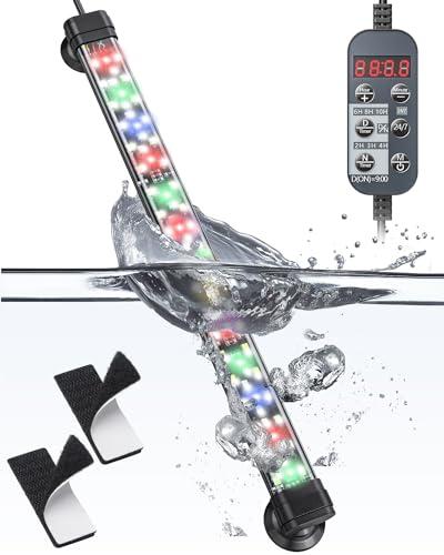 Pawfly 30cm LED Acquario Luce per vasca per pesci 24/7 con spettro completo di luci brillanti bianche blu rosse verdi LED multicolore con modalità D/N Effetti monocolore Timer e luminosità regolabile