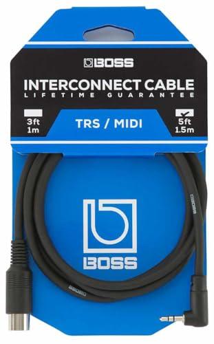 BOSS BMIDI-5-35 Spina Stereo da 3,5 mm/Midi, da TRS (maschio) angolo retto da 3,5 mm a MIDI (maschio) 5-pin, lunghezza 1,5 M/5ft