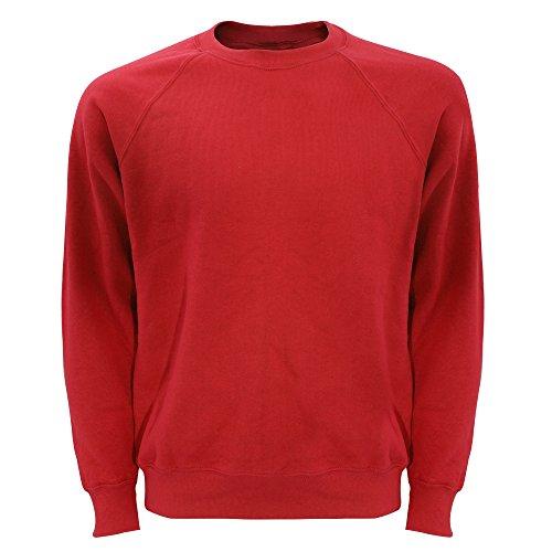 Fruit of the Loom Raglan Sweatshirt Felpa, Rosso (Red), XL Uomo