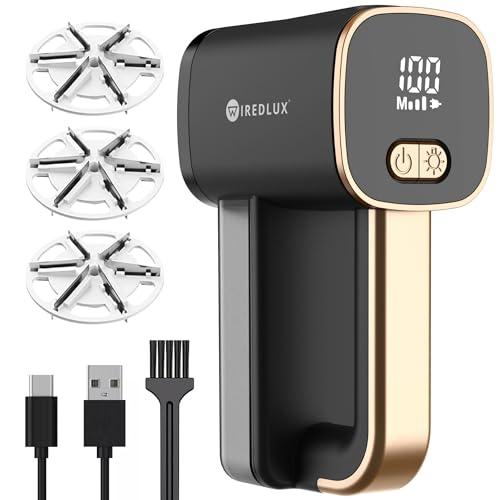 Levapelucchi Elettrico WiredLux - Levapelucchi Ricaricabile per Vestiti e Mobili - Luce LED, 3 Velocità Regolabili, Spazzola a 6 Lame, Ricarica USB - Togli Pelucchi con Doppia Protezione