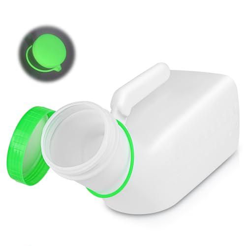 ACWOO Urinatoio da Uomo, 1000 ML Orinatoio Portatile Unisex, Contenitore per Urina con Coperchio Fluorescente, Pappagallo Urina Uomo per Viaggi in Auto, Ingorghi Stradali, Campeggio