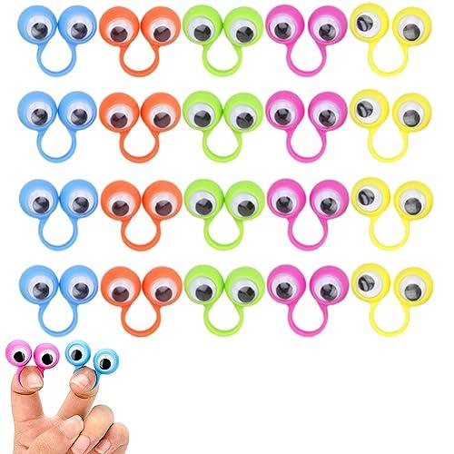 Occhi da Dito,Occhio Dito Marionette,Dito Giocattolo,Occhi Marionette da Dito Confezione,Eyeball Ring,Plastica Bulbi Oculari Bambini Dito Giocattoli,Occhio Marionette da Dito,5 Colori,30pcs