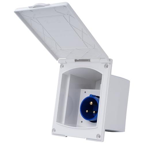 Jadeshay Spina CEE per Caravan 220V‑240V 16A Presa Elettrica Esterno IP44 Impermeabile Spina da Esterno con Coperchio per Camper Roulotte e Rimorchi