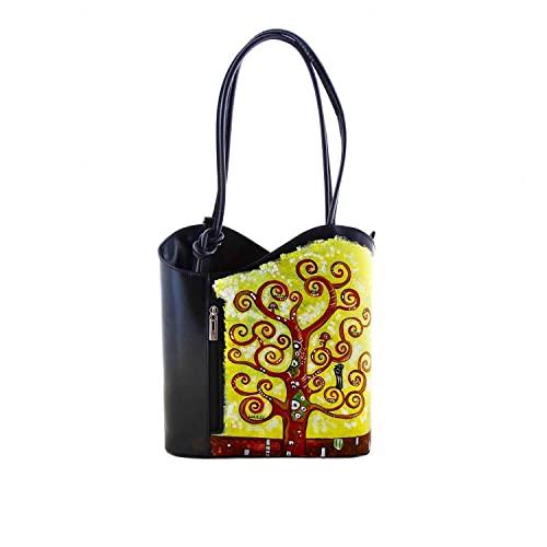 Borsa in Pelle Dipinta a Mano – L' ALBERO DELLA VITA DI KLIMT – Borsa a Spalla, Zaino, Zainetto Donna, Idea Regalo, Arte Lisanti, Artigianato Italiano, Made In Italy, Vera Pelle, Dipinto a mano