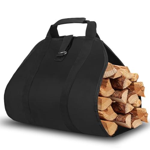 YOMKILU Borsa per Legna da Ardere, 600D Oxford Borsa di Stoccaggio in Legno, impermeabile Strato Interno in pvc, Portatile Pieghevole con Maniglie, Porta Legna per Camino, Stufe, Campeggio