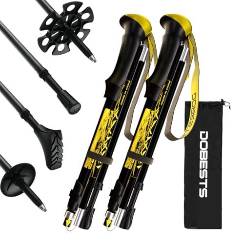 DOBESTS Bastoni da Trekking, Bastoncini Trekking Pieghevoli Nordic Walking in Alluminio e Carbonio, Regolabili da 110 a 130 cm (nero di fascia alta)