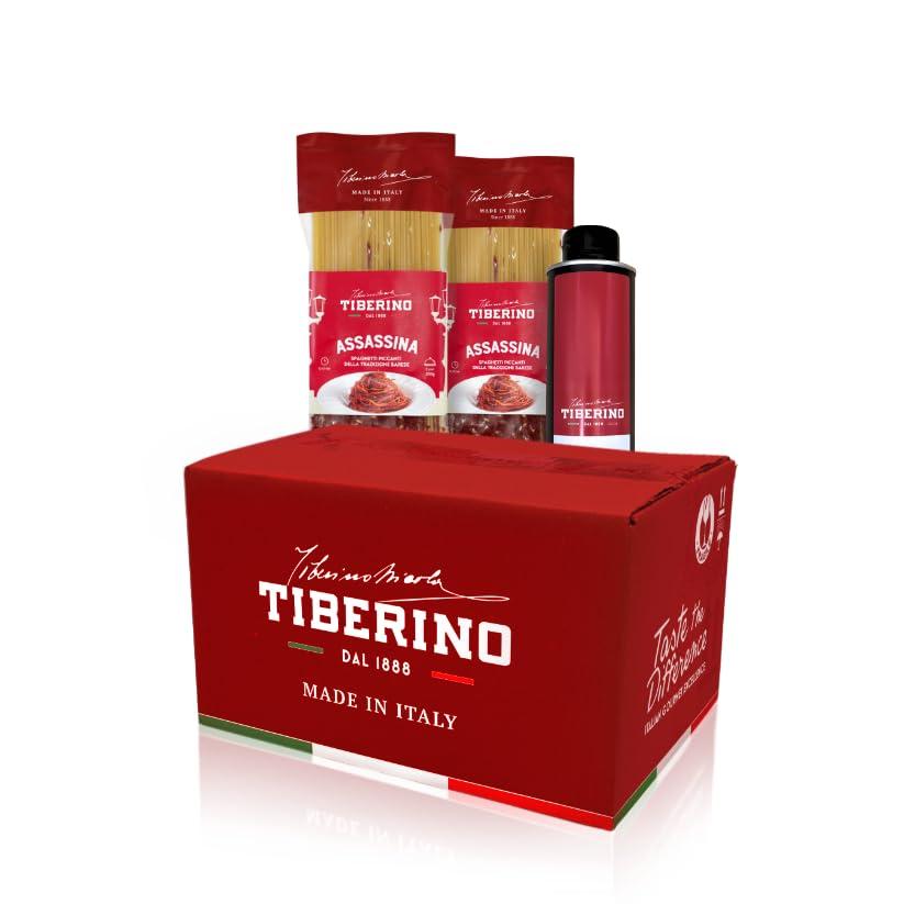 Tiberino 1888 – L'Assassina Gourmet BOX: 2 confezioni di Spaghetti all’Assassina per 4 persone, con olio extravergine d’oliva al peperoncino – Specialità pugliese pronta da cuocere