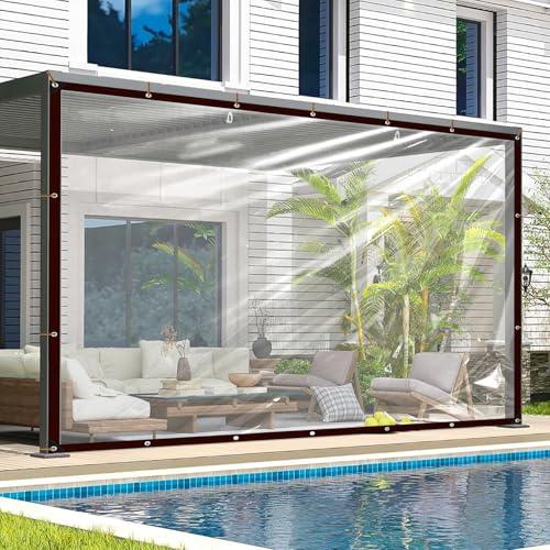Telone impermeabile con occhielli, 2 x 4, pellicola di plastica trasparente per protezione dalla pioggia e isolamento invernale, copertura trasparente per giardino, terrazza e balcone, resistente alle