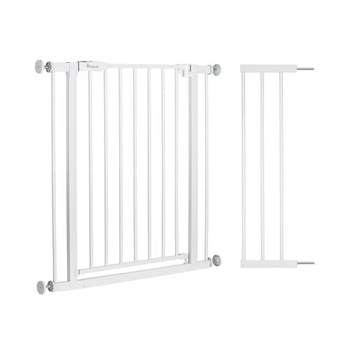 hauck Open N Stop 2 + Estensione da 21 cm, Grigio Scuro - Cancelletto per Bambini Cani, Larghezza Regolabile da 96 a 101 cm, Alto 77 cm, Apribile con una Mano in Entrambe Direzioni, Solo per Interno