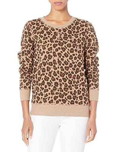 Amazon Essentials Felpa in Pile Girocollo (Disponibile in Taglie Forti) Donna, Cammello Stampa Leopardata, M