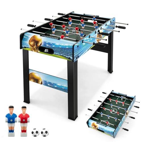 HOMASIS 2 in 1 Calcio Balilla Rimovibile per Bambini e Adulti, Calcetto da Tavolo con 2 Palline, 14 Giocatori e 2 Segnapunti, Biliardino per Bambini in Legno per Feste, 94 x 81 x 68,5 cm