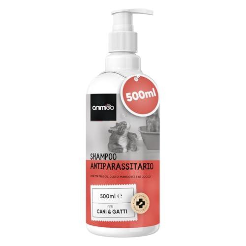 Shampoo Antiparassitario per Gatti e Cani 500ml, Antiparassitario Cani e Gatti pH Equilibrato, Shampoo Antiparassitario per Cani Ricco di Ingredienti Naturali, Antipulci Gatto e Antipulci per Cani