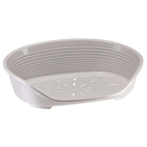 Ferplast Cuccia per Cani e Gatti Cuccia per Cani taglia media 100% plastica riciclata Lettino per Cani lavabile traspirante e antiscivolo Siesta Deluxe, 62 x 41 x h 23,5 CM, Grigio chiaro