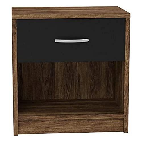 Stella Trading, Comodino PEPE in noce Columbia, nero, Comodino semplice con un cassetto da abbinare a qualsiasi letto e camera da letto, 39 x 41 x 28 cm