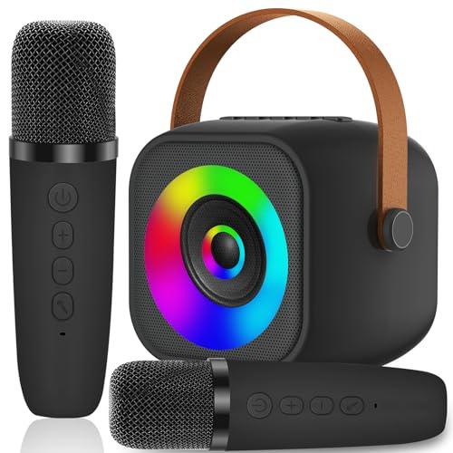 Macchina Karaoke con 2 Microfono, Karaoke Portatile Bambini con Altoparlante Bluetooth, Microfoni Wireless Giocattolo Elettronico per Cantare, Regalo Bambina per Party, Compleanni, Feste