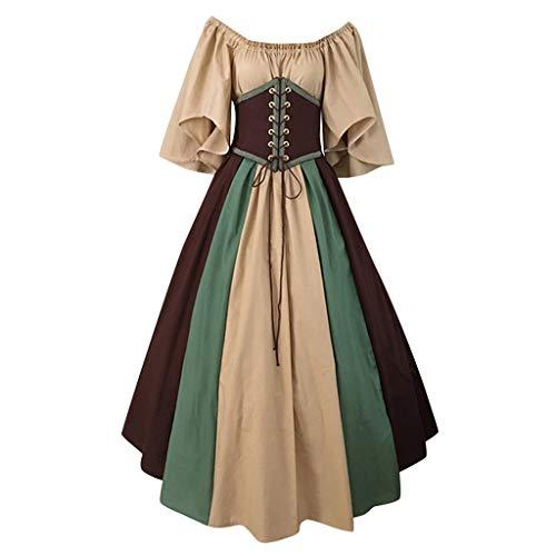 Generico Costume Medievale Donna Curvy dell'800 Vintage Abito Steampunk Donna Popolana Eleganti Abito Medievale Donna Costume da Principessa Donna Costume Contadina Medievale Donna