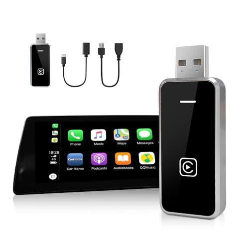 Moman android auto wireless carplay wireless adapter CA1 Plug & Play Mini Nero car play Supporta iOS 10+ e Android 11+, USB C/A