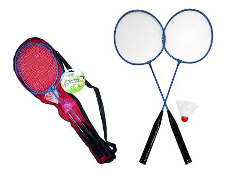 Set da Badminton 2 Racchette 1 Volani in Borsa Custodia da Trasporto Set Racchette Volano Badminton per Adulti e Bambini Racchette Campo Mare Spiaggia Piscina con Palline Tennis Padel (A)