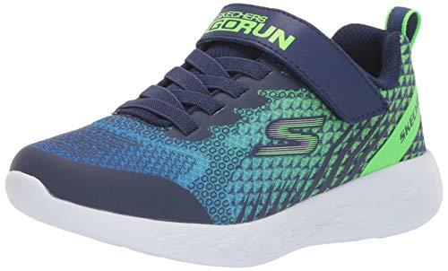 Skechers Go Run 600 Baxtux, Scarpe Da Ginnastica Bambini e ragazzi, Navy Mesh Navy Synthetic Lime Trim, 37 EU