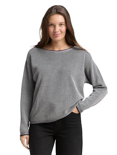 TOM TAILOR Le signore Maglione lavorato a maglia con struttura 1033125, 30582 - Navy Bubble Structure, M