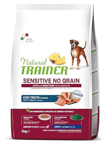 Natural Trainer Sensitive No Grain Cibo per Cani Adulti Medium&Maxi con Trota e Patate - 3kg