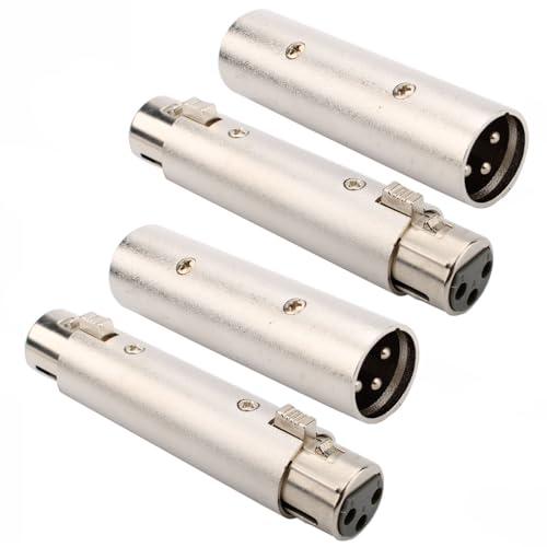 RUNCCI-YUN 4 Pz Accoppiatore XLR,Microfono XLR maschio a XLR maschio/femmina a femmina 3 pin Adattatore per cambio genere XLR a XLR compatibile con microfono, mixer
