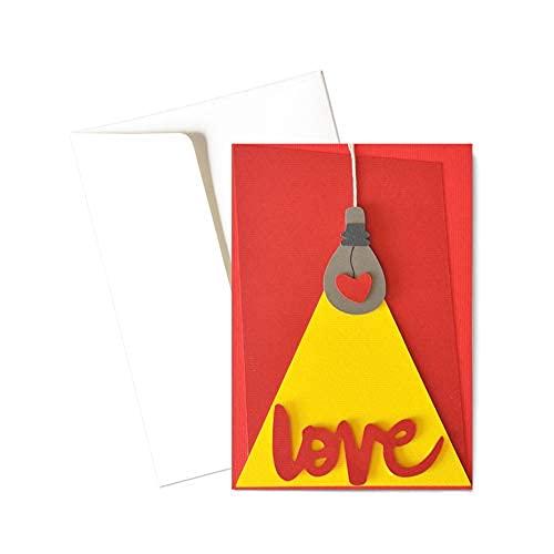 Love - illumina il mio cuore - festa degli innamorati - biglietto d'auguri (formato 15 x 10,5 cm) - vuoto all'interno, ideale per il tuo messaggio personale - realizzato interamente a mano.