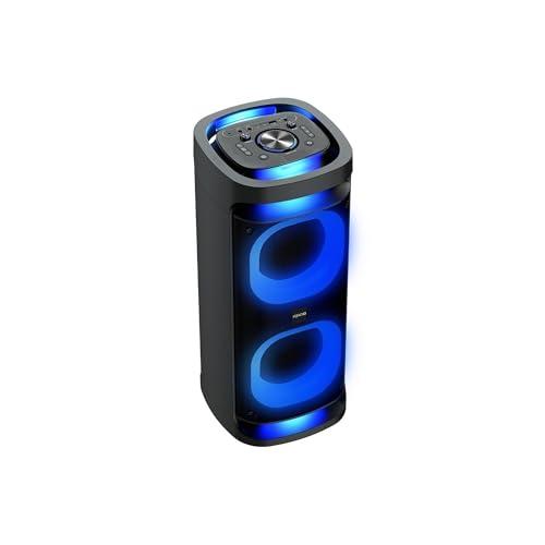 IRRADIO IR-PS80 OMNIA4-Sound, Cassa Bluetooth Potente, Speaker da 80W con Suono 360°, Luci RGB, 2 Microfoni per Karaoke e Funzione Power Bank, Perfetto per Feste, Bassi Potenti e Suono Avvolgente