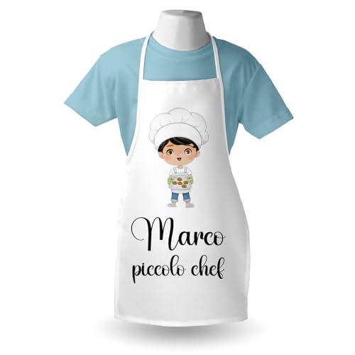 Grembiule Cucina Bambino Personalizzato con Nome | Idea Regalo Baby Chef | Cuoco Cuoca Bimbo Bimba | Gadget Festa Tema Cucina | Corso Cucina Bambini