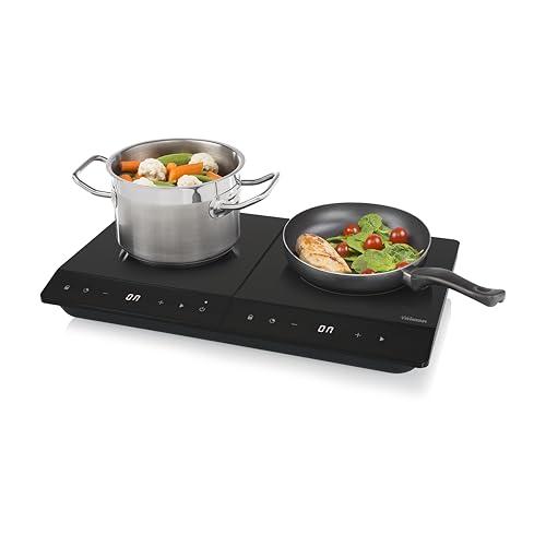 Tristar Fornello a induzione indipendente doppio, nuovo, ⌀19 e ⌀16 cm, 10 livelli di potenza, 3500 W, efficienza energetica, timer integrato, con protezione da surriscaldamento, IK-6162