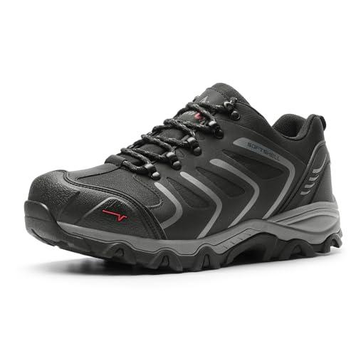 NORTIV 8 Scarpe da Escursionismo Uomo Trekking Arrampicata Sportive All'aperto Impermeabili Traspiranti Sneakers,Size 46,Nero/Scuro/Grigio,160448_Low-E