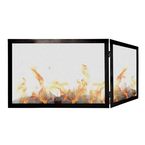 Parascintille Camino Angolare Reversibile 90 x 50 x 50 Modello DOLOMITE – Schermo Protettivo per Camino in Ferro Battuto, Design Elegante, Protezione Fuoco e Scintille - Griglia di protezione camino