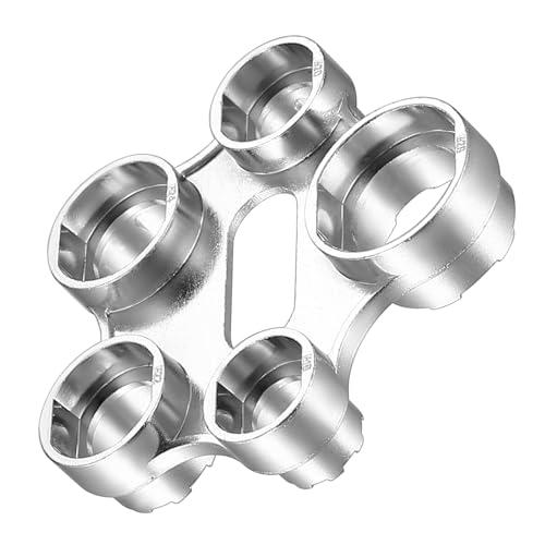 1 PzChiave Rompigetto Rubinetto Aeratore, 10 in 1 Chiave Aeratore Rubinetto, Chiave Multifunzione 10 Misure, per Sostituzione Della Filtri Bagno e Cucina (Argento)