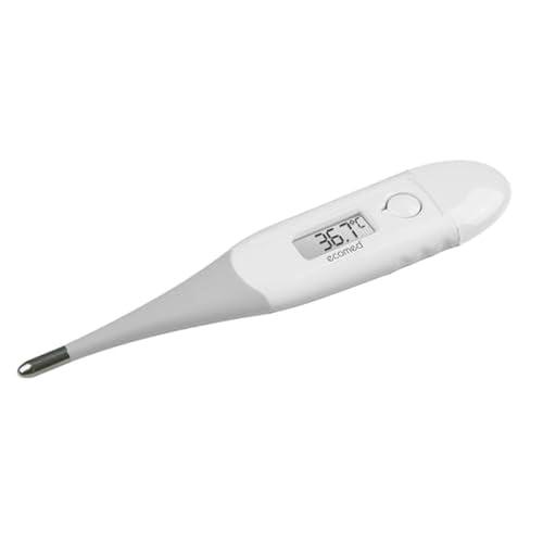 Ecomed by medisana TM-60E termometro clinico digitale, termometro impermeabile con punta flessibile, con pratica funzione di memoria, per neonati, bambini e adulti