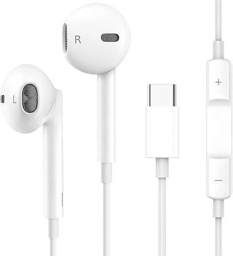 Cuffie USB C per iPhone 17/16/16e/15 Pro Max/Plus/iPad Pro, Type C con Microfono Hi-Fi Stereo Auricolari con filo In-Ear Cuffie per Samsung S23 S22 S21 S20 A54, Google Pixel 8 7 6A, One-Plus 10