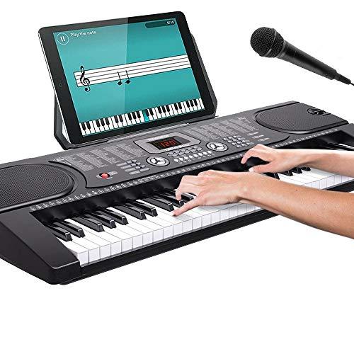 Bakaji Tastiera Musicale Pianola Elettronica 61 Tasti Pianoforte Multifunzione con 255 Ritmi 24 Brani Preimpostati Funzione Percussione Ingresso AUX Leggio Porta Spartito/Tablet e Microfono