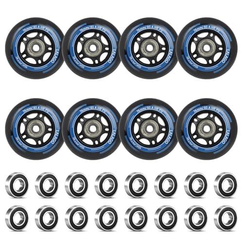 LALAGO 8 Pcs Rotelle per Pattini in Linea, 76mm Ruote per Pattinaggio in Linea, Ruote in Linea con Cuscinetti ABEC 9, per K2 Hudora Gonex Apollo