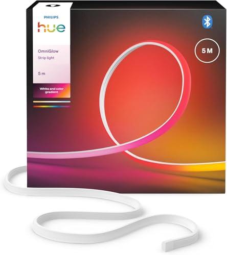 Philips microLED Hue OmniGlow, Strisce LED di 5 metri, Strisce LED dimmerabili con colori e atmosfera vivaci, Illuminazione per interni flessibile con controllo vocale e tramite app