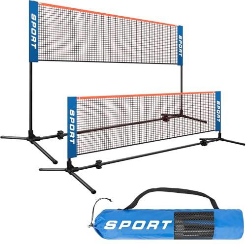 AKOZLIN Set di rete da badminton portatile, regolabile in altezza, con aste e borsa per il trasporto per pallavolo, tennis, pickleball, tennis da calcio, facile da montare