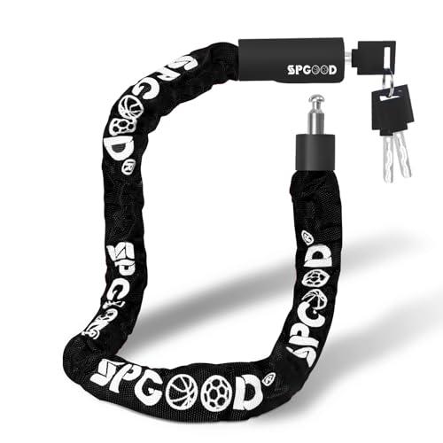 SPGOOD Lucchetto per bicicletta con 3 chiavi, 90 cm in catena in acciaio da 6 mm, con copertura impermeabile, antifurto, ad alta sicurezza per bicicletta, e-bike, MTB, moto