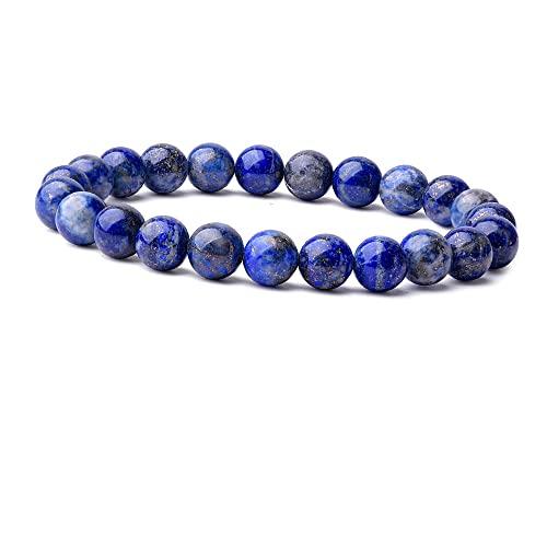 Bracciale elastico da uomo fatto a mano con perline | Braccialetto di perline con pietre preziose di cristallo curativo Chakra da 8 mm per Uomo Donna (lapislazzuli)