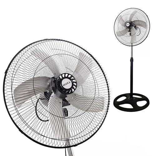 Ventilatore a Piantana Potente 5 Pale in Metallo 79db Basso Consumo 75W Oscillazione Orizzontale Inclinazione Verticale Diametro 50cm Regolazione in Altezza Max 130 cm 3 Velocità Piede Circolare