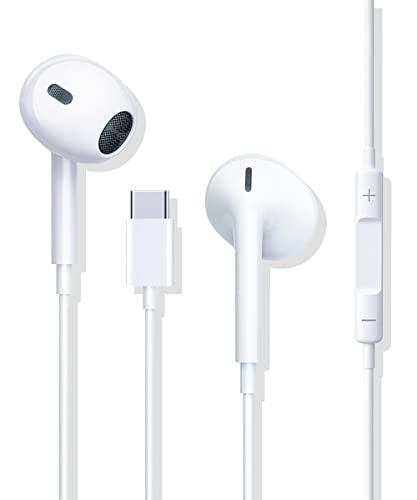 Auricolari USB C,Cuffie Type C, in-Ear con Microfono, Controllo del Volume e Suono Puro,Cuffie Tipo C Compatibile con iPhone 15/16 Pro/Samsung S20/S21/Huawei P20 Pro/P30/Google Pixel 3/4/XL