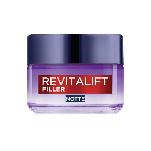 L'Oréal Paris Crema Viso Notte Revitalift Filler, Per Tutti i Tipi di Pelle, Azione Anti-Rughe, Pelle Rimpolpata a Lungo, con Acido Ialuronico Concentrato, 50 ml