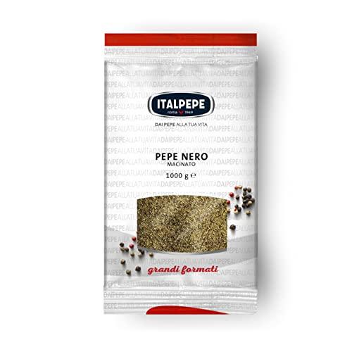 Italpepe, Pepe Nero Macinato, Ideale per Dare una Nota Leggermente Piccante ai Tuoi Piatti, Ottimi per Piatti a Base di Salumi e Salsicce, Brodi e Minestre, Confezione 1 kg
