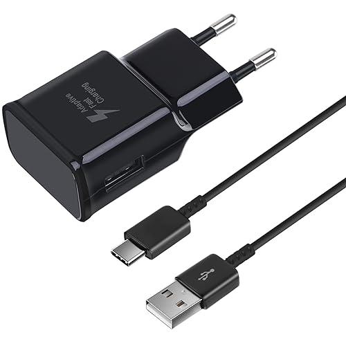 Caricatore USB Ricarica Rapida per Samsung Galaxy A16 A15 A14 A13 A20e A25 A34 A36 A51 A54 A55 A56 S8 S9 S10 S20 S21 FE Plus Z Flip3, Caricatore Cellulare, Caricabatteria con 1,5m Cavo USB Tipo C