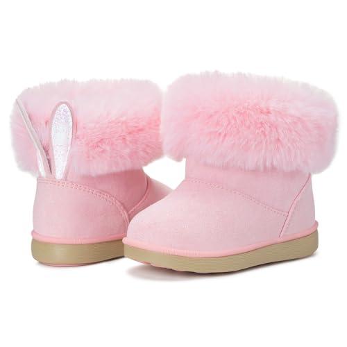 KVbabby Stivali Bambine Stivaletti da Neve Ragazze Caldo Fodera Bambini Stivali da Neve Scarpe da Invernali Antiscivolo Boots All'aperto EU29 =etichetta: 30 rosa b