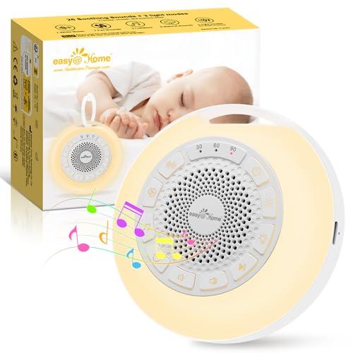 Aggiornato Rumori Bianchi per Neonato: Easy@Home 26 Rumore Bianco con Luce Notturna & Luce a 7 Colori, White Noise Machine Per Dormire, Viaggi, Asili Nido, USB Ricaricabile, Timer, Blocco Bambini